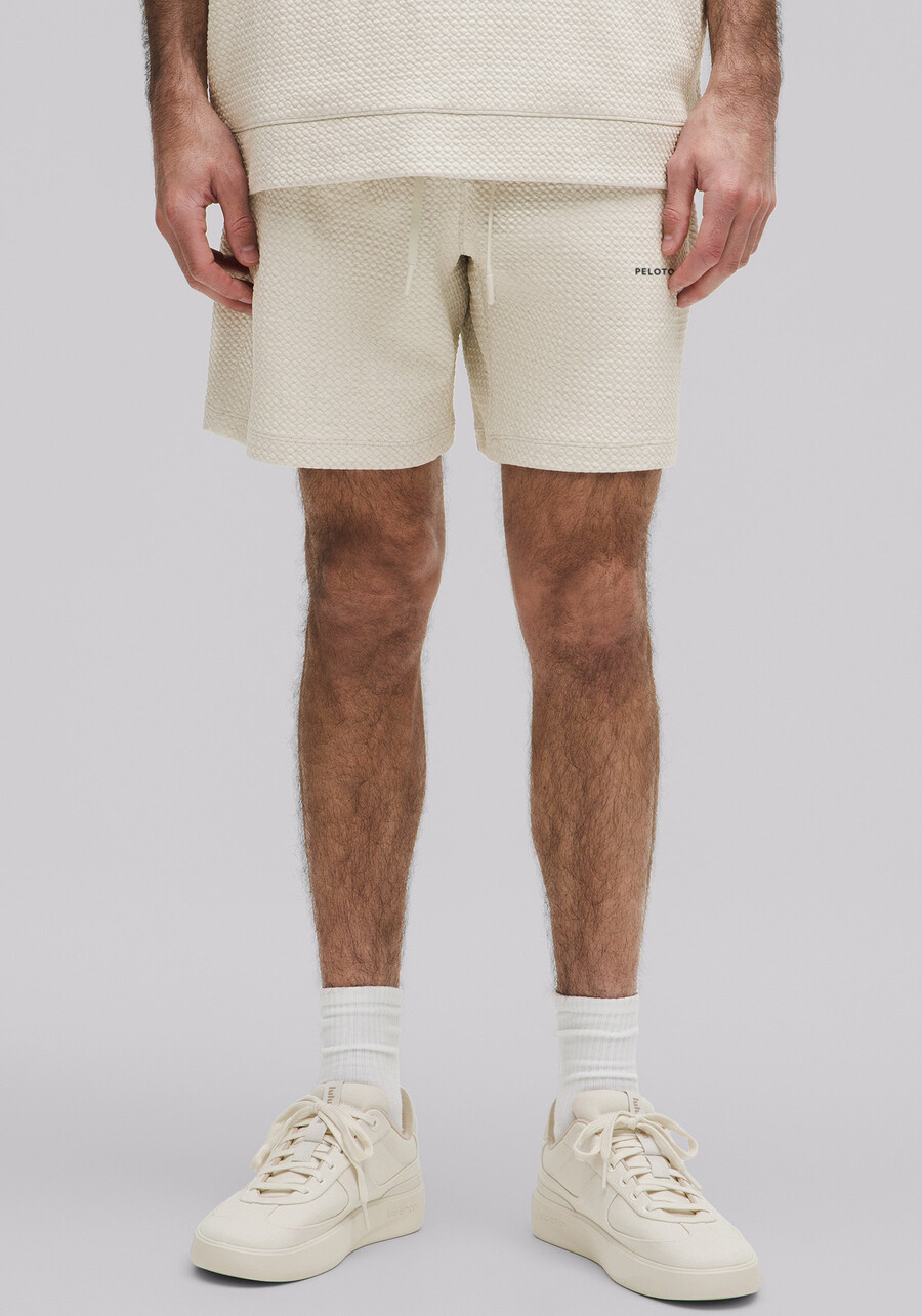 kurze strukturierte baumwollshorts im doppelstrick-look 7 zoll