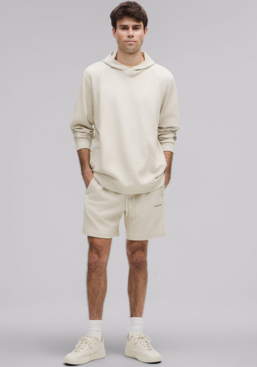 kurze strukturierte baumwollshorts im doppelstrick-look 7 zoll