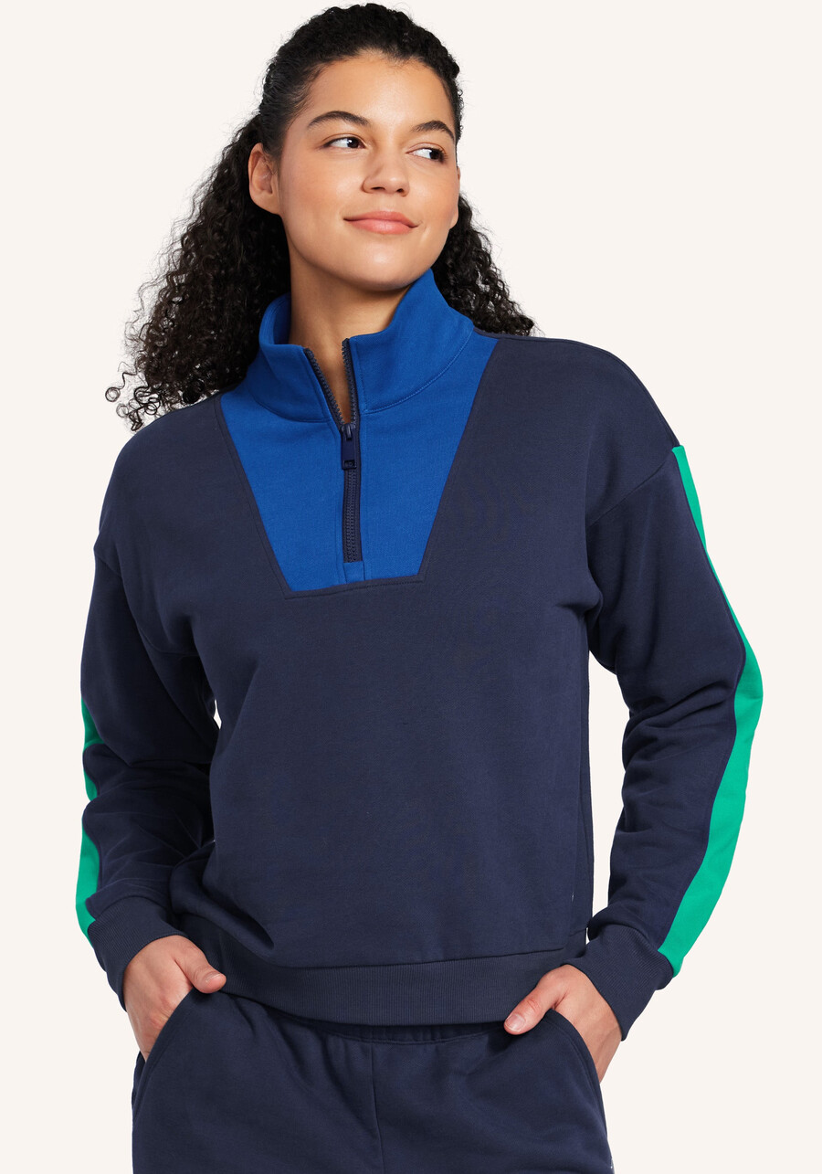 weicher french-terry-pullover mit 14-reißverschluss
