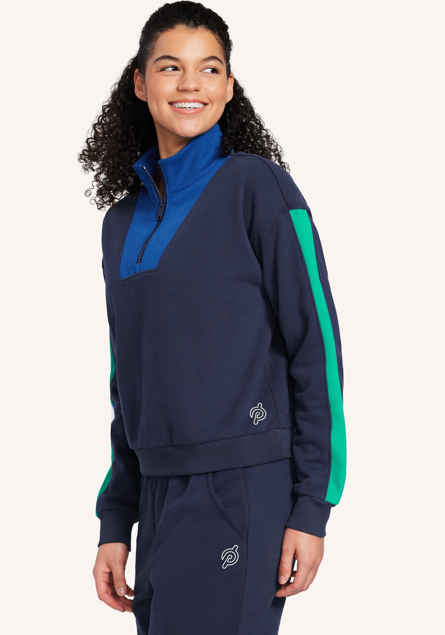 weicher french-terry-pullover mit 14-reißverschluss