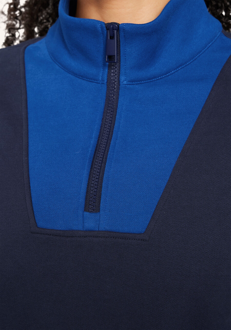 weicher french-terry-pullover mit 14-reißverschluss