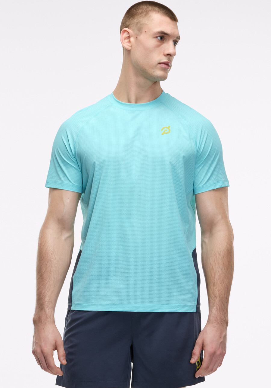 kurzarm-shirt mit grid-jacquard-farbblockmuster