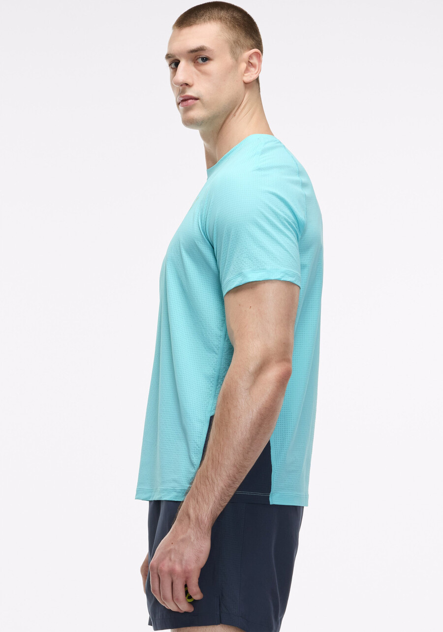 kurzarm-shirt mit grid-jacquard-farbblockmuster