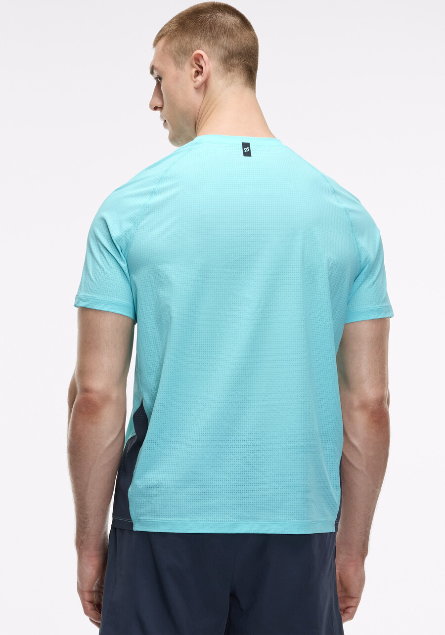 kurzarm-shirt mit grid-jacquard-farbblockmuster